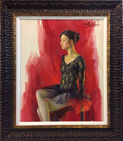 Seated Ballerina In Black Tu Tu